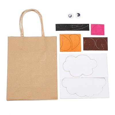 DIY Rectangle with Sheep Pattern Kraft Paper Bag Making Set DIY-F079-01-1