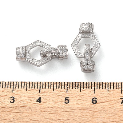 925 Sterling Silver Micro Pave Clear Cubic Zirconia Fold Over Clasps STER-K176-24P-1