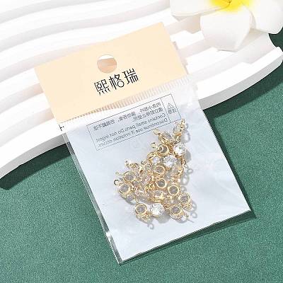 SHEGRACE Brass Pave Cubic Zirconia Flat Round Connector Charms XGRQ2O098-435A-G-1