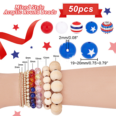 1 Set Mixed Style Acrylic Round Beads Sets SACR-PH0001-52F-1
