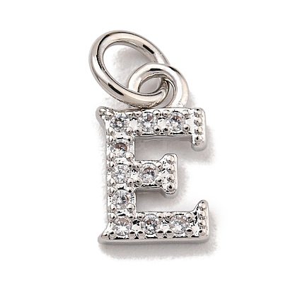 Initial Letter Brass with Cubic Zirconia Charms KK-Q814-26E-P-1