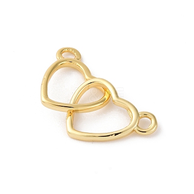 Brass Interlocking Heart Connector Charms KK-V016-10G-1