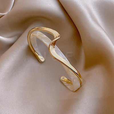 Wave Acrylic & CCB Plastic Cuff Bangles for Women FS-WGC603E-01-1