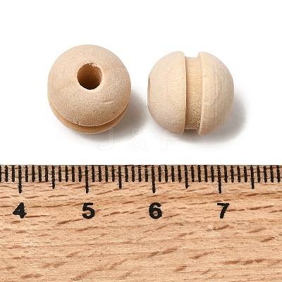 Natural Wood European Beads WOOD-A026-05-1