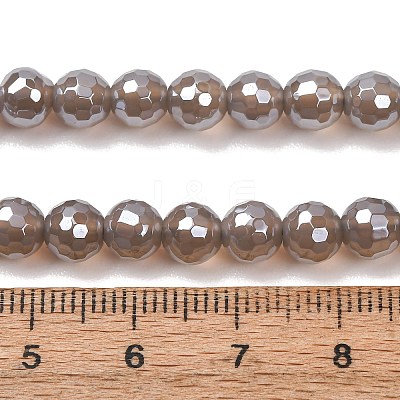 Electroplated Natural Agate Beads Strands G-B191-A07-6mm-05-1