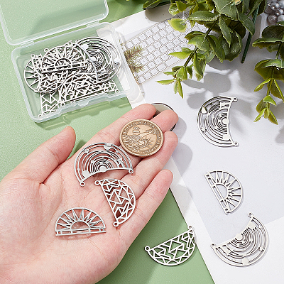 18Pcs 3 Style 201 Stainless Steel Pendants STAS-DC0006-36-1