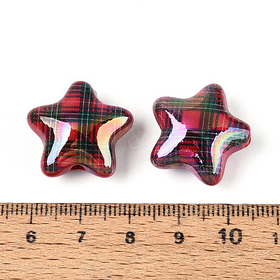 Christmas UV Plating Printed Opaque Acrylic Beads MACR-N018-06B-1