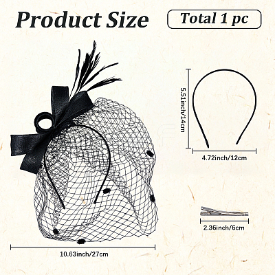 Gauze Mesh Veil Cloth with Aligator Hair Clip AJEW-WH20018-97A-1
