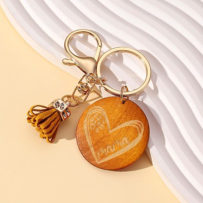 Wood Tassel Pendant Keychain PW-WGB64D8-01-1