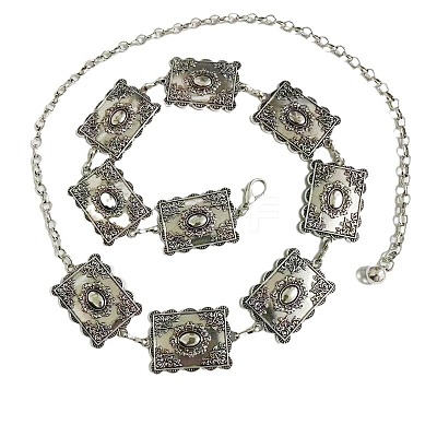 Tibetan Style Alloy Rectangle Link Chain Waist Belly Chains for Women FS-WG1BBEA-02-1