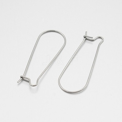 Tarnish Resistant 304 Stainless Steel Hoop Earrings Findings Kidney Ear Wires STAS-N060-01-1