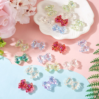 20Pcs UV Plating Transparent Acrylic Beads MACR-TA0002-36-1
