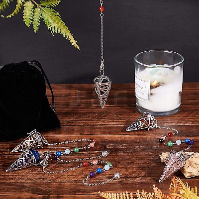 Natural Rose Quartz Cone Dowsing Pendulums G-SC0002-22D-1