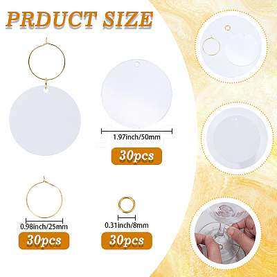 30Pcs Transparent Acrylic Disc Big Pendants ZXFQ-SC0001-03-1