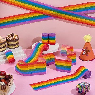 Rainbow Crepe Paper Streamers for Graduation Baby Shower Gender Reveal Birthday Party Decor DIY-WH0622-448-1
