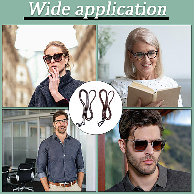 2Pcs 2 Styles Cowhide Neck Strap for Eyeglasses AJEW-CL0004-76A-1