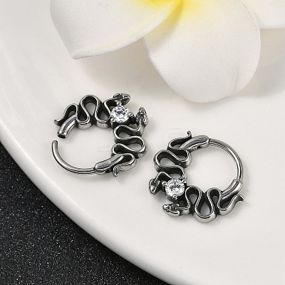 Snake 316 Surgical Stainless Steel Clear Cubic Zirconia Hoop Earrings X-EJEW-G416-39AS-1