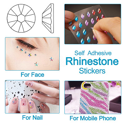 12 Sheets 12 Styles Resin Rhinestone Sticker Sets DIY-TA0004-68-1