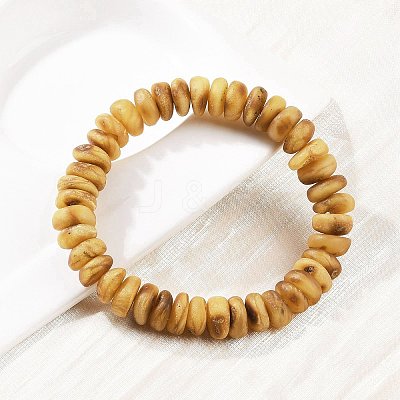 Natural Amber Beaded Stretch Bracelets for Men Women BJEW-L710-01A-1