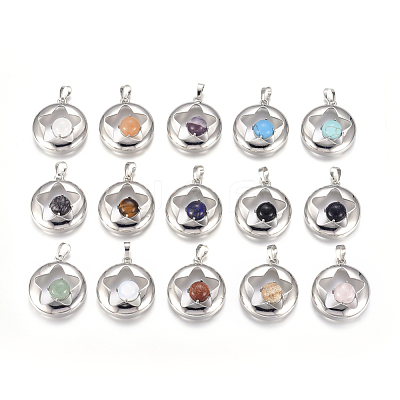 Natural & Synthetic Mixed Gemstone Pendants G-L512-S-1