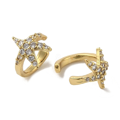 Rack Plating Brass Micro Pave Cubic Zirconia Cuff Earrings EJEW-R168-43G-02-1
