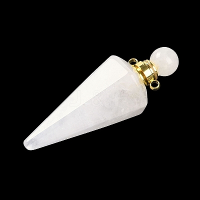 Natural Quartz Crystal Faceted Cone Openable Perfume Bottle Big Pendants G-L524-18G-11-1