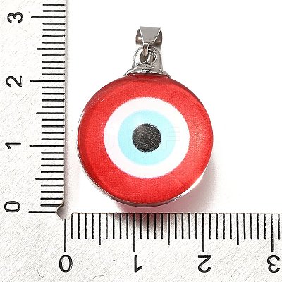 Flat Round 201 Stainless Steel Acrylic Pendants STAS-U036-01P-07-1