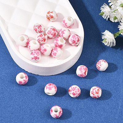 Floral Printed Porcelain Beads PORC-Q201-6mm-3-1