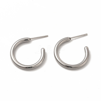 Non-Tarnish 304 Stainless Steel Ring Stud Earrings EJEW-C004-12A-P-1