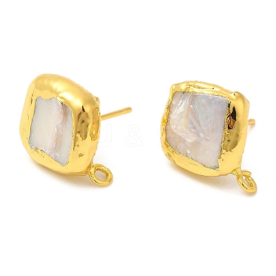 Natural Pearl Stud Earring Findings KK-M251-01G-1