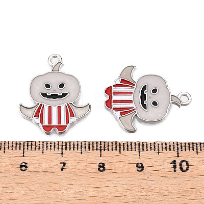Halloween Theme Rack Plating Luminous Alloy Enamel Pendants ENAM-N056-232P-1-1
