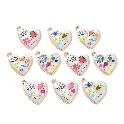 Rack Plating Alloy Enamel Pendants FIND-E043-01KCG-1