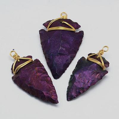Electroplated Quartz Crystal Big Pendants G-G908-03G-1