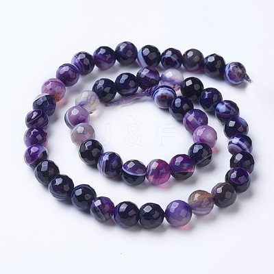 Natural Striped Agate/Banded Agate Beads Strands G-G753-07-8mm-1