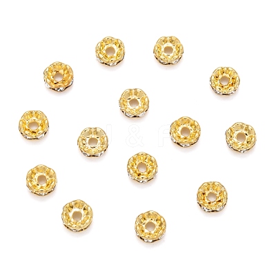 Brass Grade A Crystal Rhinestone Spacer Beads RB-A006-6MM-G-1