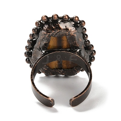 Natural Tiger Eye Open Cuff Ring RJEW-M166-03R-F-1