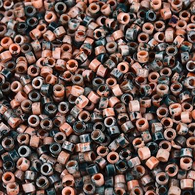 Opaque Picasso Cylinder Glass Beads SEED-Q039-06A-10-1