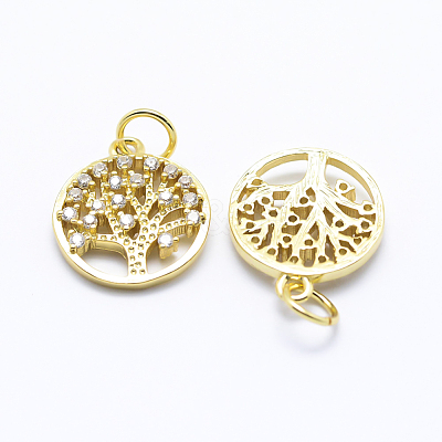 Brass Micro Pave Cubic Zirconia Charms ZIRC-L070-06G-1