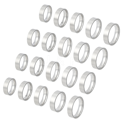 20Pcs 5 Styles 304 Stainless Steel Finger Rings for Men RJEW-UN0003-12-1