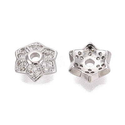 Brass Micro Pave Clear Cubic Zirconia Bead Caps KK-Q071-13P-02-1