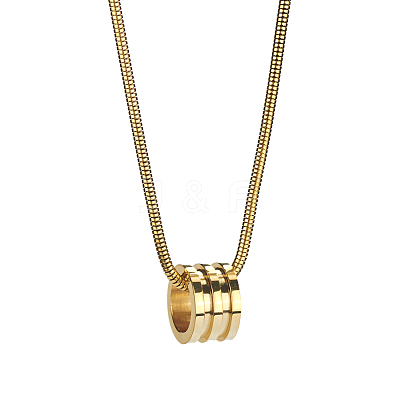 Stylish 304 Stainless Steel Grooved Column Pendant Necklace for Women's Daily Wear NI8440-2-1
