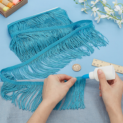 Polyester Tassel Lace Edge Trim Ribbon OCOR-WH0101-118A-1