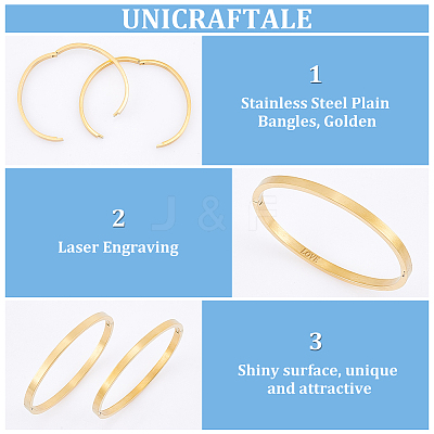 2Pcs 304 Stainless Steel Plain Bangles BJEW-UN0001-49-1