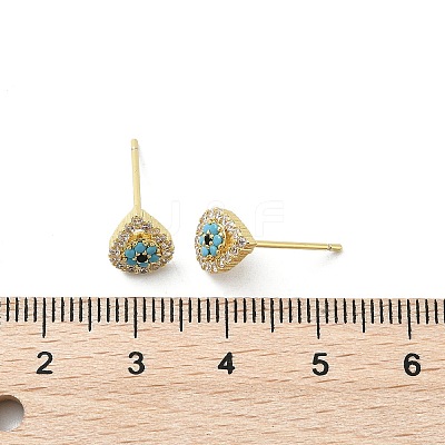 Brass Micro Pave Clear Cubic Zirconia Stud Earrings EJEW-A128-02G-1