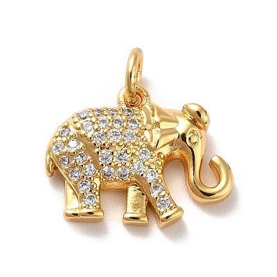 Rack Plating Brass Micro Pave Cubic Zirconia Pendants KK-I688-14G-1