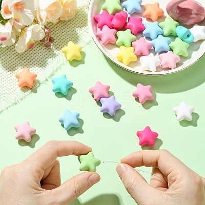 Rubberized Style Opaque Acrylic Beads OACR-CJC0005-04-1
