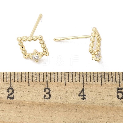 Brass Clear Cubic Zirconia Stud Earrings EJEW-Q014-03G-1