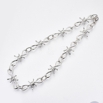 Alloy Barb Wire Necklaces X-NJEW-R254-01A-P-1