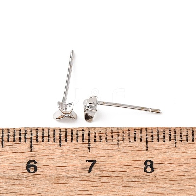 Brass Micro Pave Clear Cubic Zirconia Star Stud Earrings EJEW-L278-06P-1