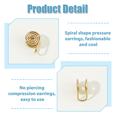 10Pcs Stainless Steel Spiral Pad Cuff Earrings EJEW-HS0001-03G-1